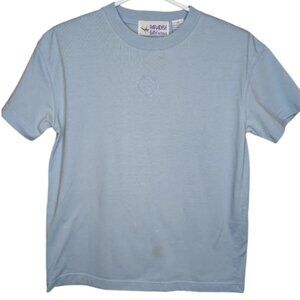 Vintage Paradise Bay Petites Blue Embroidered Basic Tee   Shoulder Pads
